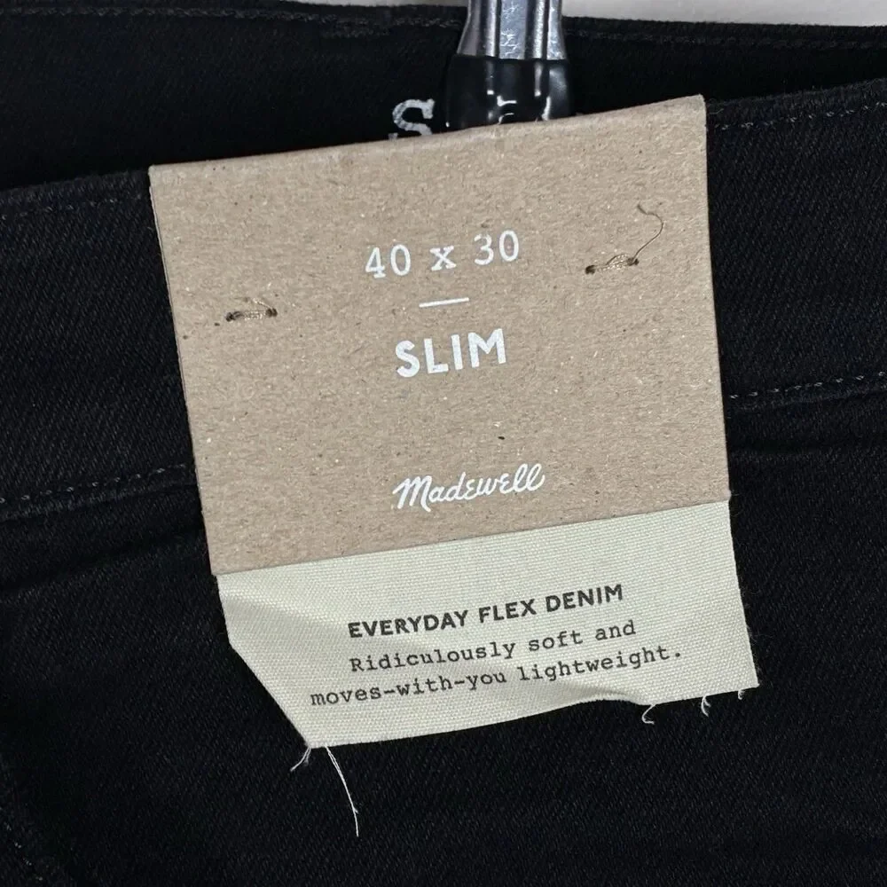 Madewell Jeans Mens 42x30 (tag 40x30) Black Straight Flex Denim Slim NG296 NWT